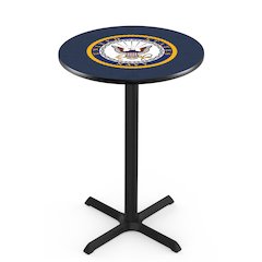 L211 United States Navy 36' Tall - 36' Top Pub Table w/ Black Wrinkle Finish