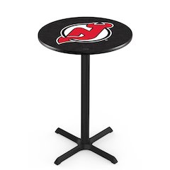 L211 New Jersey Devils 36" Tall - 36" Top Pub Table with Black Wrinkle Finish (5229)