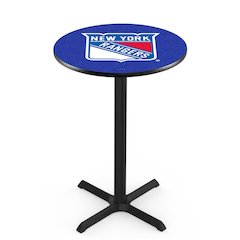 L211 New York Rangers 36' Tall - 36' Top Pub Table w/ Black Wrinkle Finish (5311)