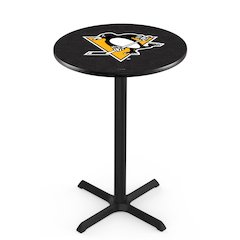 L211 Pittsburgh Penguins 36" Tall - 36" Top Pub Table with Black Wrinkle Finish (5403)
