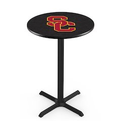 L211 University of Southern California 36" Tall - 36" Top Pub Table with Black Wrinkle Finish