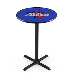 L211 University of Tulsa 36' Tall - 36' Top Pub Table w/ Black Wrinkle Finish