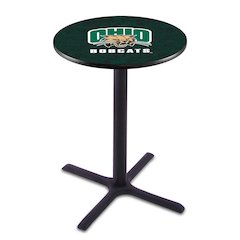 L211 Ohio University 36" Tall - 36" Top Pub Table with Black Wrinkle Finish