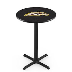 L211 Western Michigan University 36" Tall - 36" Top Pub Table with Black Wrinkle Finish