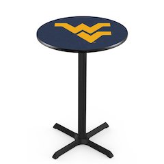 L211 West Virginia University 36' Tall - 36' Top Pub Table w/ Black Wrinkle Finish