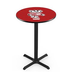 L211 University of Wisconsin (Badger)  36" Tall - 36" Top Pub Table with Black Wrinkle Finish