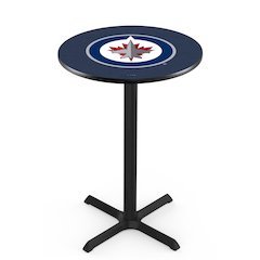 L211 Winnipeg Jets 36' Tall - 36' Top Pub Table w/ Black Wrinkle Finish (5878)