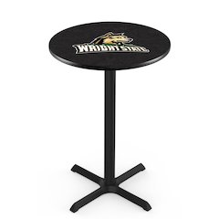 L211 Wright State University 36' Tall - 36' Top Pub Table w/ Black Wrinkle Finish