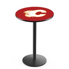 L214 Calgary Flames 36' Tall - 36' Top Pub Table w/ Black Wrinkle Finish (6583)