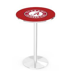L214 University of Alabama (Script A)  36" Tall - 36" Top Pub Table with Chrome Finish