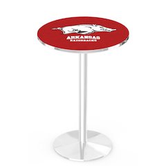 L214 University of Arkansas 36' Tall - 36' Top Pub Table w/ Chrome Finish