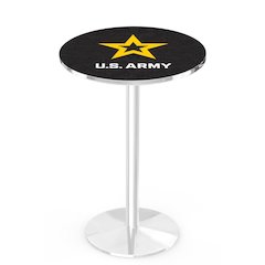 L214 United States Army 36" Tall - 36" Top Pub Table with Chrome Finish