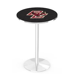 L214 Boston College 36" Tall - 36" Top Pub Table with Chrome Finish