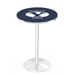 L214 Brigham Young University 36' Tall - 36' Top Pub Table w/ Chrome Finish