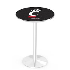 L214 University of Cincinnati 36" Tall - 36" Top Pub Table with Chrome Finish