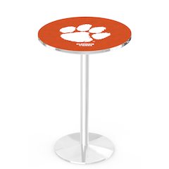 L214 Clemson 36' Tall - 36' Top Pub Table w/ Chrome Finish