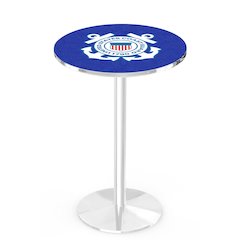 L214 United States Coast Guard 36' Tall - 36' Top Pub Table w/ Chrome Finish