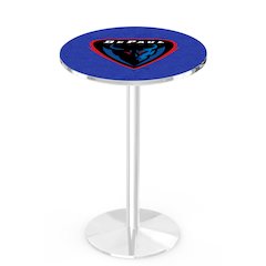 L214 DePaul University 36" Tall - 36" Top Pub Table with Chrome Finish
