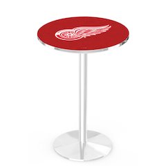 L214 Detroit Red Wings 36' Tall - 36' Top Pub Table w/ Chrome Finish (8587)
