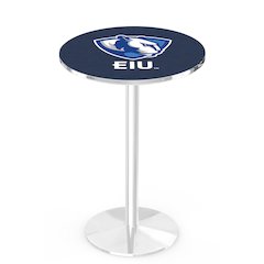 L214 Eastern Illinois University 36" Tall - 36" Top Pub Table with Chrome Finish
