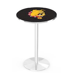 L214 Ferris State University 36' Tall - 36' Top Pub Table w/ Chrome Finish