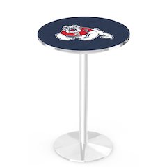 L214 Fresno State University 36' Tall - 36' Top Pub Table w/ Chrome Finish