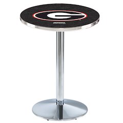 L214 University of Georgia (G)  36' Tall - 36' Top Pub Table w/ Chrome Finish
