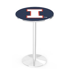 L214 University of Illinois 36' Tall - 36' Top Pub Table w/ Chrome Finish