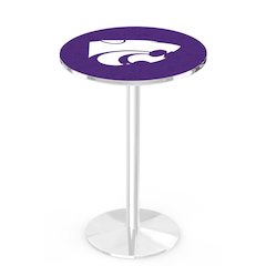 L214 Kansas State University 36" Tall - 36" Top Pub Table with Chrome Finish