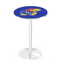 L214 University of Kansas 36' Tall - 36' Top Pub Table w/ Chrome Finish