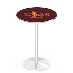 L214 University of Louisiana at Monroe 36" Tall - 36" Top Pub Table with Chrome Finish