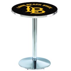 L214 Long Beach State University 36' Tall - 36' Top Pub Table w/ Chrome Finish