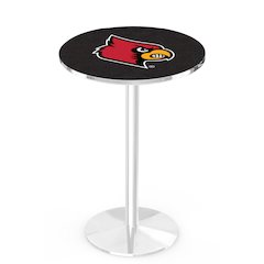L214 University of Louisville 36" Tall - 36" Top Pub Table with Chrome Finish