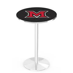 L214 Miami University (OH) 36" Tall - 36" Top Pub Table with Chrome Finish