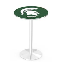 L214 Michigan State University 36' Tall - 36' Top Pub Table w/ Chrome Finish