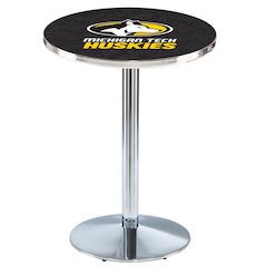L214 Michigan Tech University 36" Tall - 36" Top Pub Table with Chrome Finish