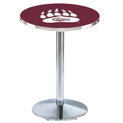 L214 University of Montana 36' Tall - 36' Top Pub Table w/ Chrome Finish