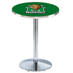 L214 Marshall University 36" Tall - 36" Top Pub Table with Chrome Finish