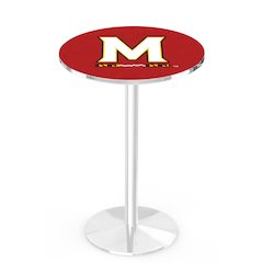L214 University of Maryland 36' Tall - 36' Top Pub Table w/ Chrome Finish