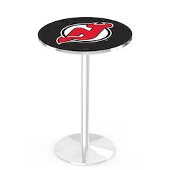 L214 New Jersey Devils 36" Tall - 36" Top Pub Table with Chrome Finish (9256)