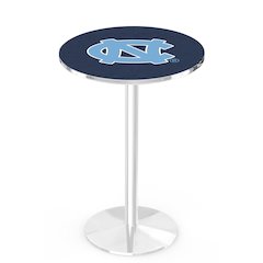 L214 University of North Carolina 36" Tall - 36" Top Pub Table with Chrome Finish