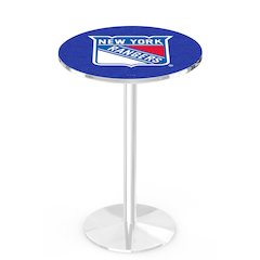 L214 New York Rangers 36' Tall - 36' Top Pub Table w/ Chrome Finish (9348)