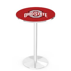 L214 Ohio State University 36" Tall - 36" Top Pub Table with Chrome Finish