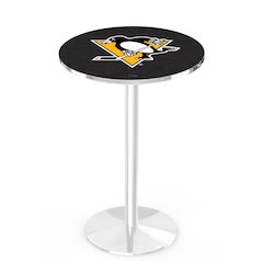 L214 Pittsburgh Penguins 36" Tall - 36" Top Pub Table with Chrome Finish (9430)