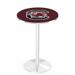 L214 University of South Carolina 36" Tall - 36" Top Pub Table with Chrome Finish