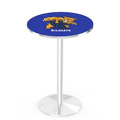 L214 University of Kentucky (Cat)  36" Tall - 36" Top Pub Table with Chrome Finish