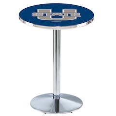 L214 Utah State University 36" Tall - 36" Top Pub Table with Chrome Finish