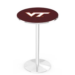 L214 Virginia Tech University 36' Tall - 36' Top Pub Table w/ Chrome Finish