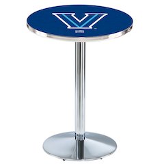 L214 Villanova University 36' Tall - 36' Top Pub Table w/ Chrome Finish