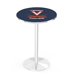 L214 University of Virginia 36" Tall - 36" Top Pub Table with Chrome Finish